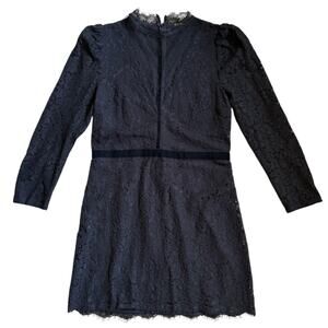 Express Black Lace Mock Neck Mini Dress – Size 12